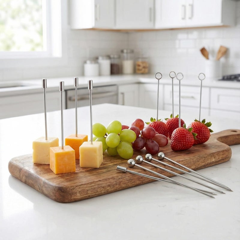 I-MART 15 Pack Stainless Steel Cocktail Picks Martini Olive Skewers, Reusable Metal Garnish Sticks for Drinks, Appetizers, Bloody Mary, Olives, Citrus, Fruit Decor (Silver, 4.25 Inch) - Image 4